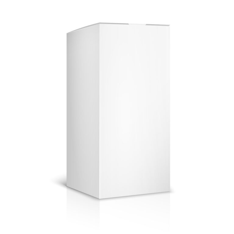 blank paper or cardboard box template on white background