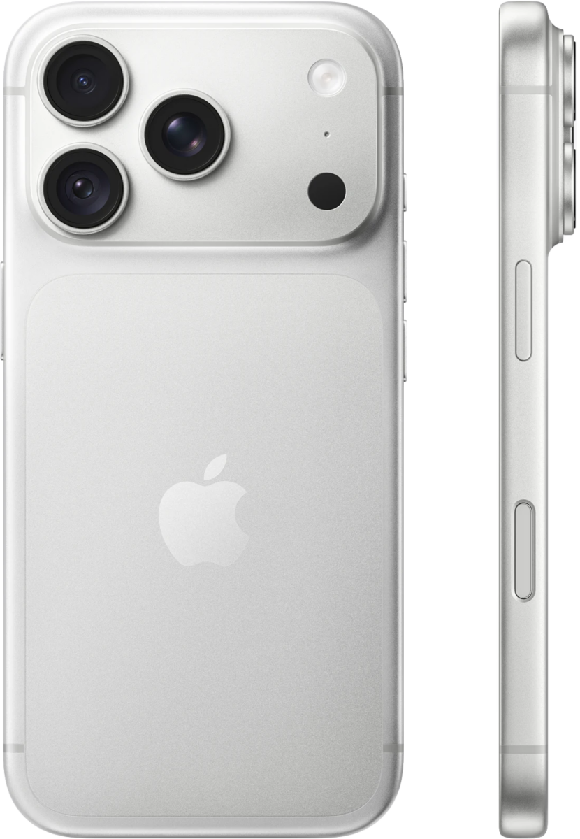 Apple iPhone 18 Pro in Silber – Rückansicht mit Drei-Kamera-System und Seitenansicht